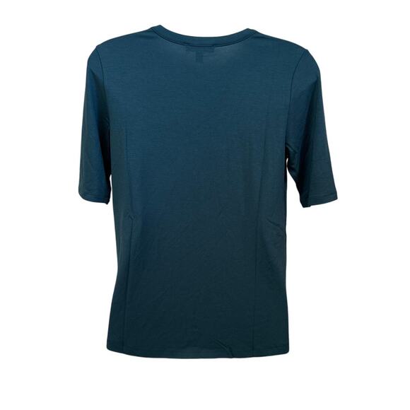Universal Standard Martha V-Neck Stovepipe Sleeve Tee Shirt Teal Size 4XS US 0 - Picture 2 of 5